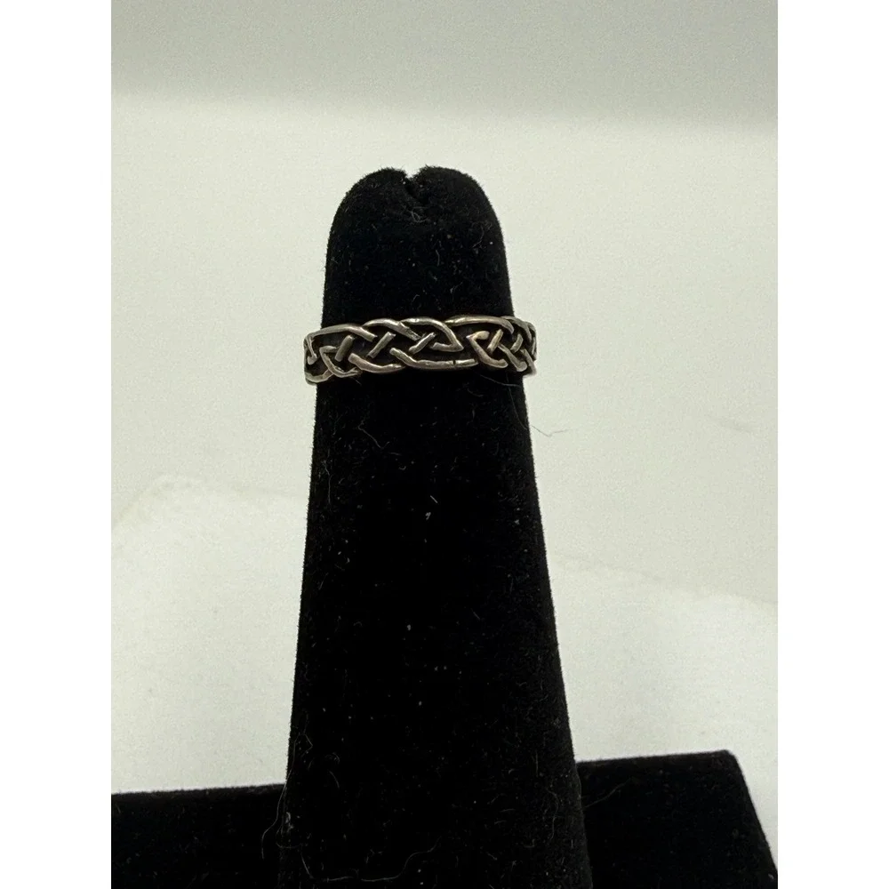 Vintage 925 Sterling Silver Celtic Knot Adjustable Toe Ring Braided Band‎